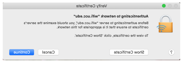 Apple PC verify certificate screen